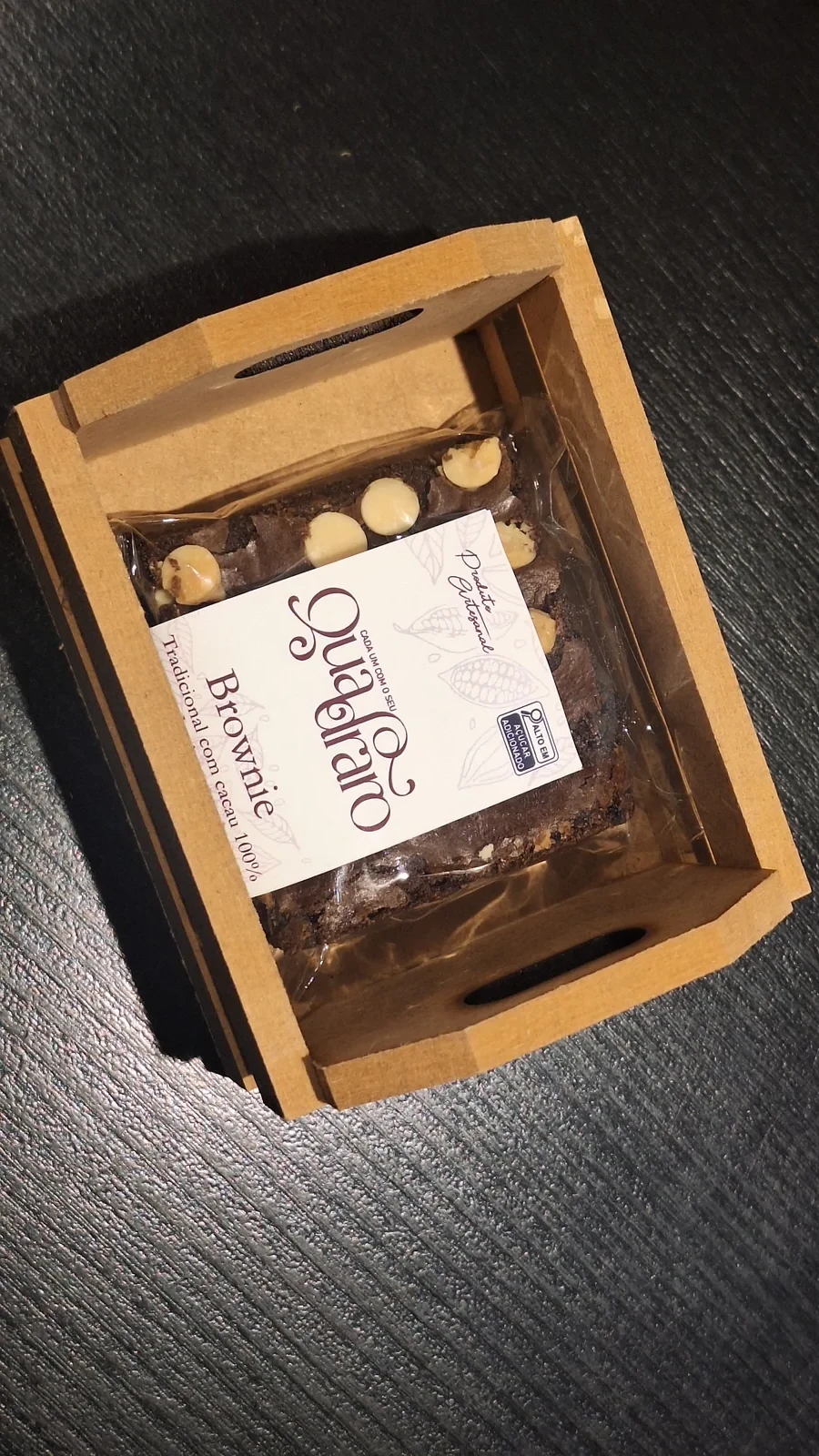 Apresentação comercial de brownies Quadraro